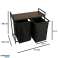 Two-compartment large laundry basket for segregation with a shelf, table top, wooden table, Scandinavian LOFT, black image 3