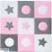 Putu puzles paklājs bērniem 180x180cm 9 gab pelēks rozā balts attēls 5