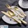 Set de couverts de luxe, ustensiles de service, avec boîte à couverts portable, or, 6 cuillères + 6 fourchettes + 6 couteaux + 6 cuillères, 20 cm - Couverts photo 3