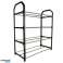 Shoe shelf cabinet rack bookcase 4 tiers black image 3