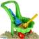 Children's wheelbarrow, daisy, garden set with shovel and rake, green image 2