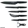 Набір ножів Royalty Line® MB5N - Набір кухонних ножів із 6 предметів - Кухонний ніж - Ніж для хліба - Ніж для різьблення - Ніж для піци - Ніж для чищення овочів - Антипригарне покриття - Чорний зображення 1
