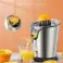 Elektrisk citruspress med tyst motor, droppskyddspip och 2 strutar för apelsin, citron, grapefrukt, diskmaskinssäker, lätt att rengöra, rostfritt stål bild 4