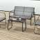 Salon de jardin avec structure en métal chaises, banc et table noir photo 1