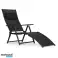 Chaise longue de plage de jardin inclinable pliante dossier réglable construction en acier photo 4