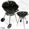 Garden charcoal grill for briquettes with cover, ventilation and shelf image 1