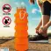 Bottiglia d'acqua pieghevole in silicone - Bottiglia pieghevole da 500 ml / 17 once senza BPA e a prova di perdite - Ideale per lo sport, l'escursionismo, la palestra e i viaggi e le attività all'aperto foto 2