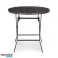 Garden table 79,5cm round folding HDPE imitation wood - brown image 2
