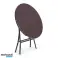 Garden table 79,5cm round folding HDPE imitation wood - brown image 3