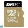 MicroSDXC 128GB EMTEC Adaptör CL10 EliteGold UHS I 85MB/s Blister fotoğraf 1