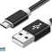 Reekin kabel USB microUSB 1 meter svart nylon bilde 1