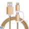 Reekin Cable 2in1 MicroUSB & USB C 1 Meter Gold Nylon image 1