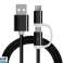 Reekin Kabel  2in1 MicroUSB &amp; USB C  1 Meter  Schwarz Nylon Bild 1