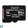 "Kingston MicroSDXC" 64 GB drobės pasirinkimas plius SDCS2 / 64 GB-3P1A nuotrauka 1