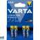 Batería alcalina Varta, micro, AAA, LR03, 1,5 V, potencia de larga duración (paquete de 4) fotografía 1