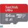 SanDisk Ultra 64GB microSDXC 140MB/s+SD adapteris SDSQUAB-064G-GN6I attēls 1
