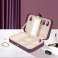 Burgunder Reiseschmucketui für Frauen Organizer, 2-stufiger tragbarer kleiner Schmuck Organizer für Ohrringe Ringe Halsketten Uhren Armbänder, G Bild 2