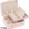 PINK - Stor Travel smykker Box, Large smykker Box Travel Organizer med håndtak, beste gave til kvinner jenter, grå bilde 1
