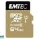 MicroSDXC 64GB EMTEC-adapter CL10 EliteGold UHS I 85MB/s Blister bild 1