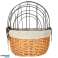 Wicker bicycle basket with metal grille carrier for cat dog image 3
