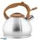 Stainless Steel Kettle with Whistle 3L Induction Silver BENO Wood-Like Handle image 3
