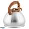 Stainless Steel Kettle with Whistle 3L Induction Silver BENO Wood-Like Handle image 4