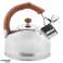 Stainless Steel Kettle With Whistle 2.5L Induction Silver Brown Handle image 1