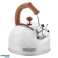 Stainless Steel Kettle With Whistle 2.5L Induction Silver Brown Handle image 3