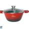 6 pcs Cookware Cooking Pot Set Pot Pan Kitchen Gadgets Lid Induction, Black Red image 1