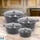 8 pcs Cooking Pot Set Pot Induction Non Stick 20-24-28-32cm Dinnerware Set Black image 1