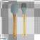 Stolnica silikonowa z przyborami szara 4 części Topfann wałek łopatka pędzelek Silikon + Bambus zdjęcie 4