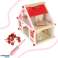 Wooden dollhouse pink Montessori furniture accessories 36cm image 7