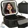 Cosmetic Bag Organizer for Cosmetics Jewelry Trunk with LED Mirror Black image 2