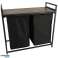 Two-compartment laundry basket large with a shelf with a wooden top LOFT black image 4