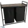 Two-compartment laundry basket large with a shelf with a wooden top LOFT black image 5
