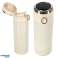 Thermal water bottle mug with mouthpiece LED thermos 420ml, beige image 13