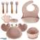 Силіконовий посуд для немовлят Краб набір з 9 предметів рожевий зображення 1
