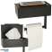 Toilet paper holder with shelf and tissue storage 3in1 black image 1