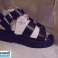 ladies chunky sole synthetic strappy sandal. Black upper. Y back buckle fastening. image 1