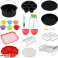 Accesorios para freidoras de aire de 16 piezas, accesorios para freidoras de aire, kit de accesorios para freidora de aire sin aceite, con soporte para barbacoa de molde de placa de pastel redonda fotografía 3