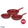 Herzberg Set di padelle forgiate rivestite in marmo 3 pezzi rosso foto 2