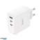 HOCO fali töltő 2 x C típusú USB A QC PD 65W GaN fehér kép 3