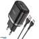HOCO USB A stenski polnilnik USB A na tip C kabel QC3.0 3A 18W črna fotografija 4
