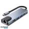 Ecobox Dex C Tipi Adaptör HDMI USB RJ45 C Tipi Gümüş fotoğraf 1
