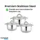 Utensilios de cocina Platinum PL 10012: 6 ollas de acero inoxidable 16/18/20cm fotografía 4