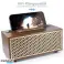 XM-5H Haut-parleur Bluetooth sans fil de style vintage avec radio et réponse aux appels, boîtier en bois brun avec grain photo 4