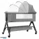 Children's cradle with folding side mattress mosquito net in 3 shades image 1