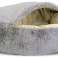 Dog Cat Shaggy Bed Basket With Roof Gray 80 cm image 4