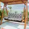 Ensemble de coussin de jardin 150x60x50 cm pour banc balançoire imperméable gris photo 2