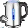 MULIN Elektrische Waterkoker, 1,7L, 2200 W, BPA-vrij, 360º Basis, Anti-kalkfilter, Dubbel Veiligheidssysteem, Instelbare Temperatuurregeling, Compacte Waterkoker foto 1